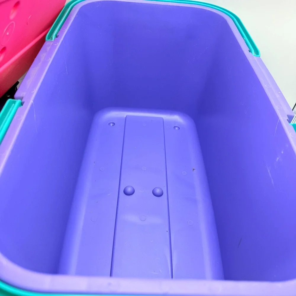 Vintage Eagle Purple Pink Teal Storage Chest with Tray 90s Retro Organizer